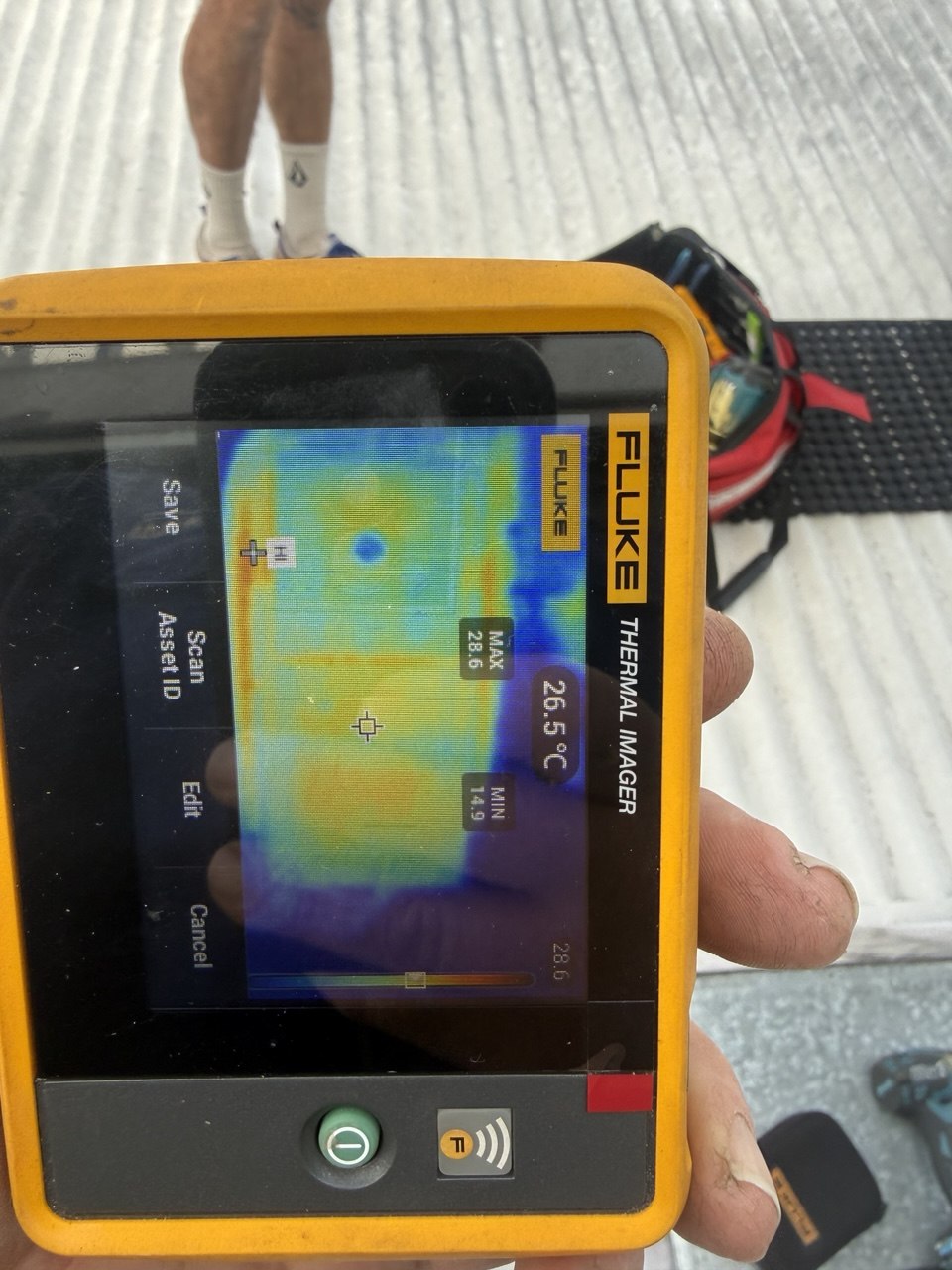 Thermal imaging camera used to inspect an electrical fault for an insurance claim